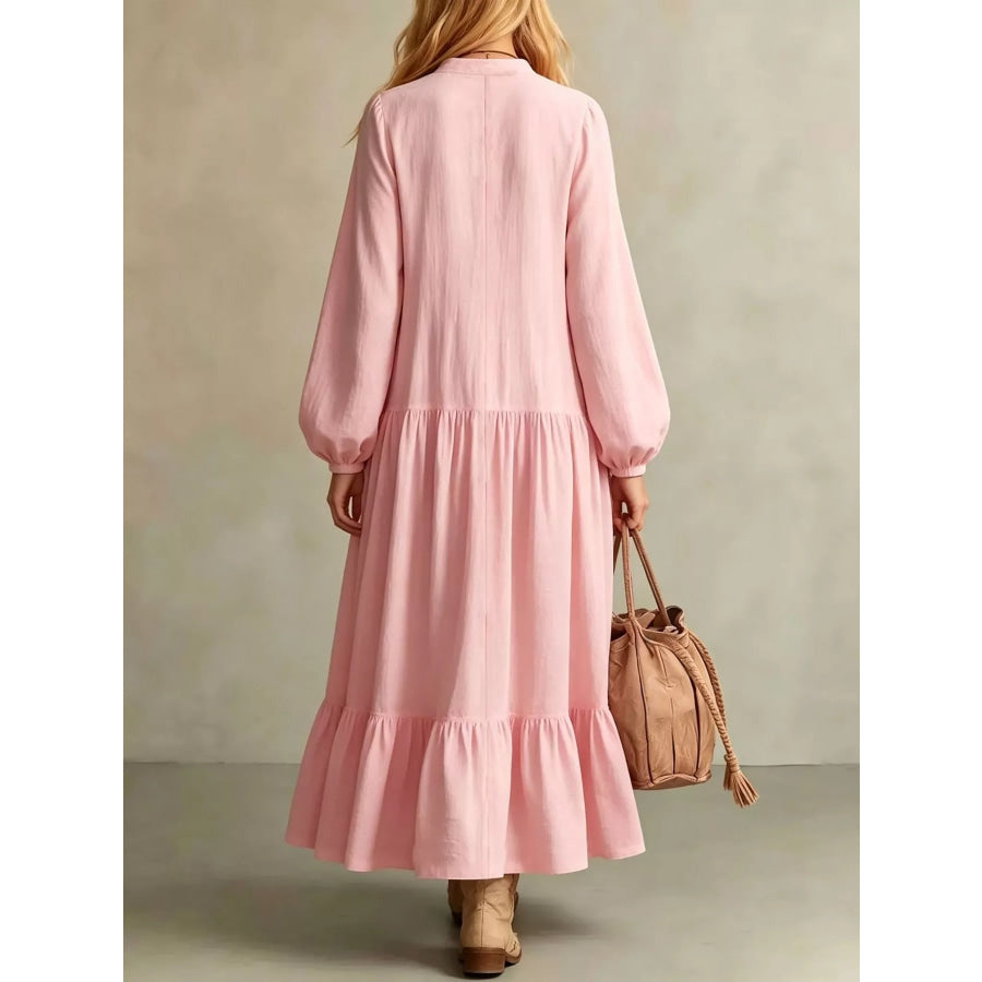 Button Front Tiered Maxi Dress Apparel and Accessories