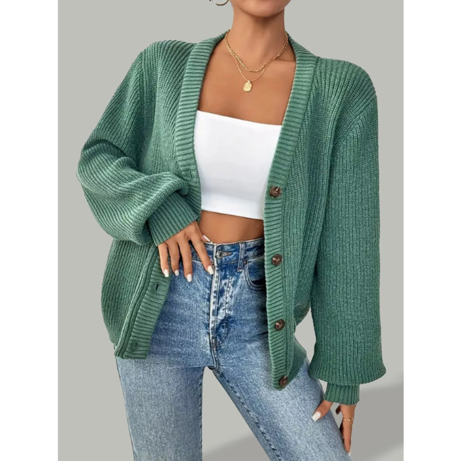 Button Front V-Neck Cardigan Apparel and Accessories
