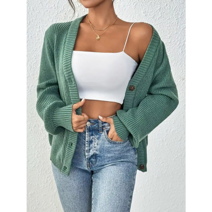 Button Front V-Neck Cardigan Apparel and Accessories