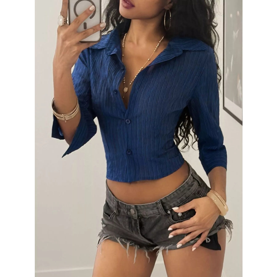 Button Up 3/4 Sleeve Shirt Apparel and Accessories