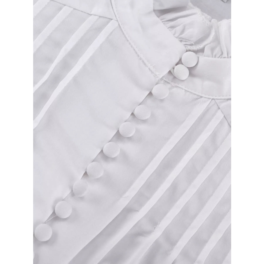 Button-Up Balloon Sleeve Mini Dress Apparel and Accessories