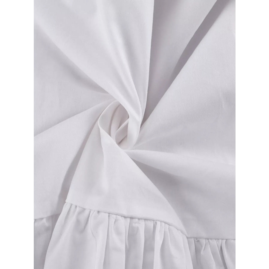 Button-Up Balloon Sleeve Mini Dress Apparel and Accessories