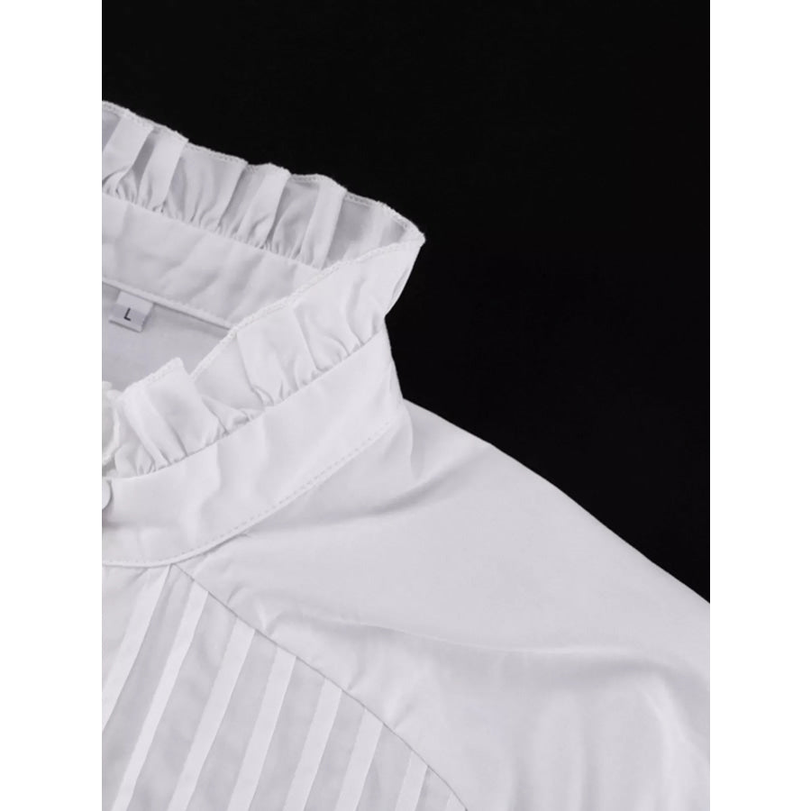 Button-Up Balloon Sleeve Mini Dress Apparel and Accessories