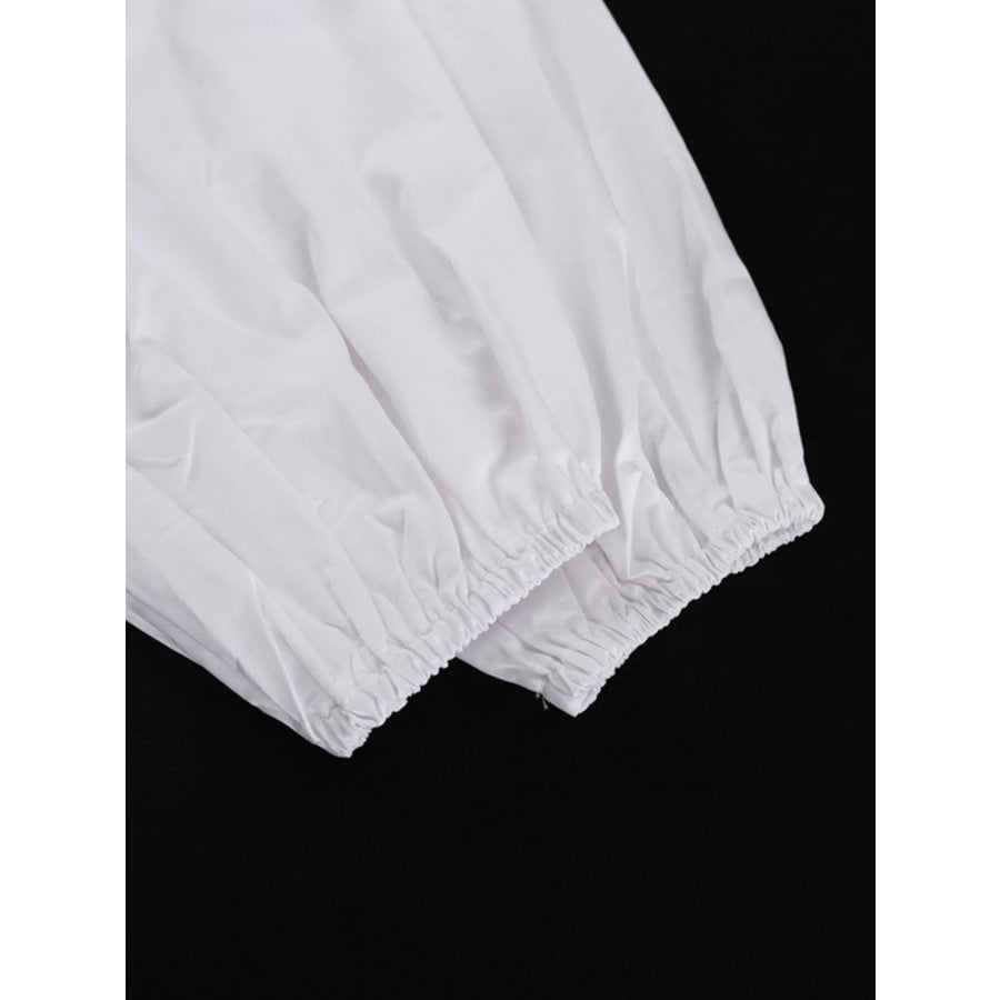 Button-Up Balloon Sleeve Mini Dress Apparel and Accessories