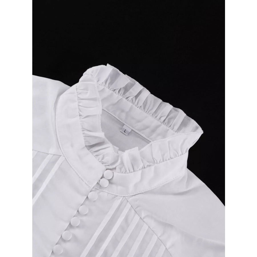 Button-Up Balloon Sleeve Mini Dress Apparel and Accessories