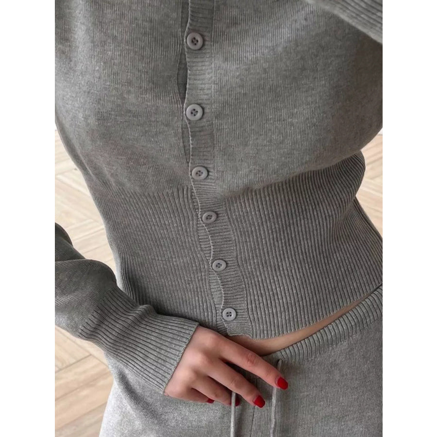 Button Up Cardigan and Pants Knit Set Apparel and Accessories