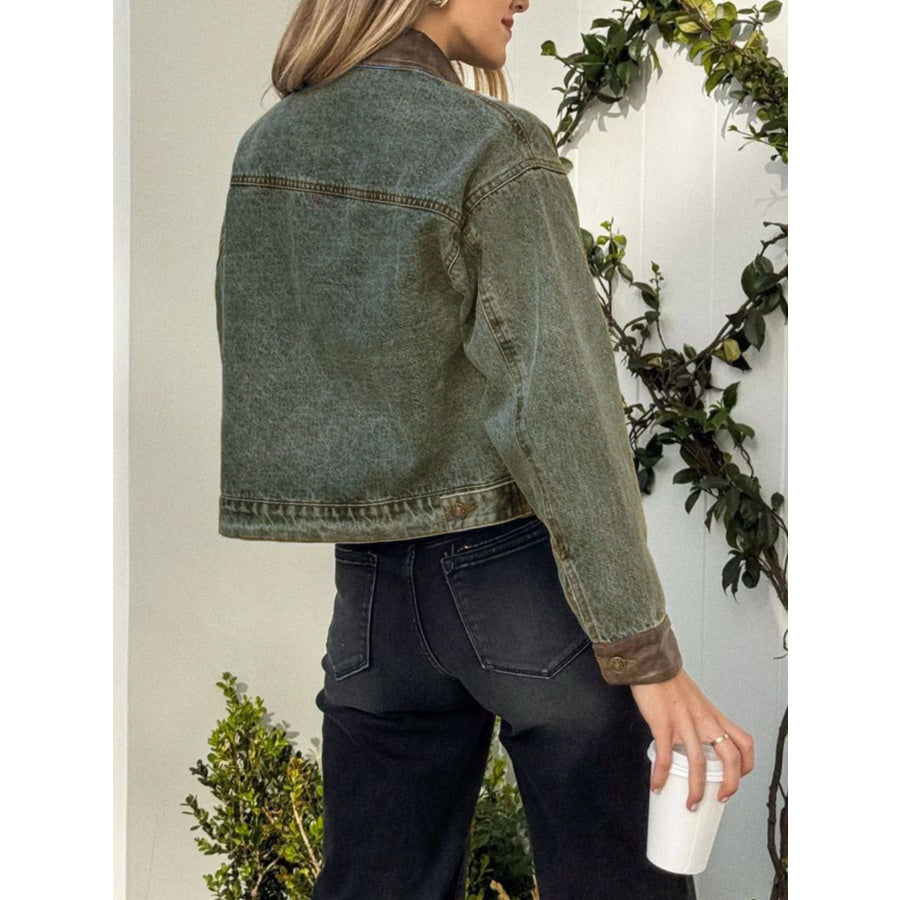 Button Up Chest Pockets Denim Jacket Apparel and Accessories