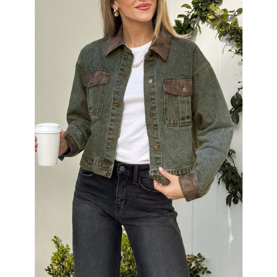 Button Up Chest Pockets Denim Jacket Apparel and Accessories