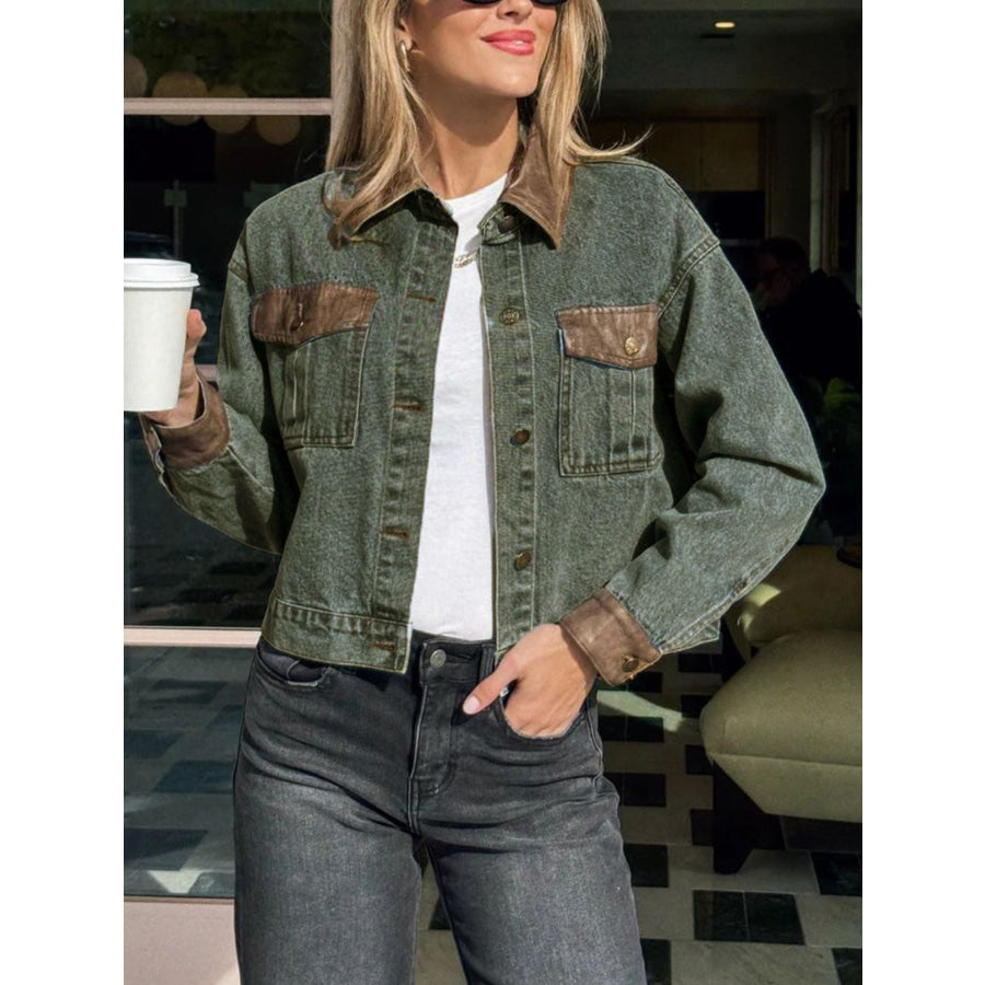 Button Up Chest Pockets Denim Jacket Apparel and Accessories