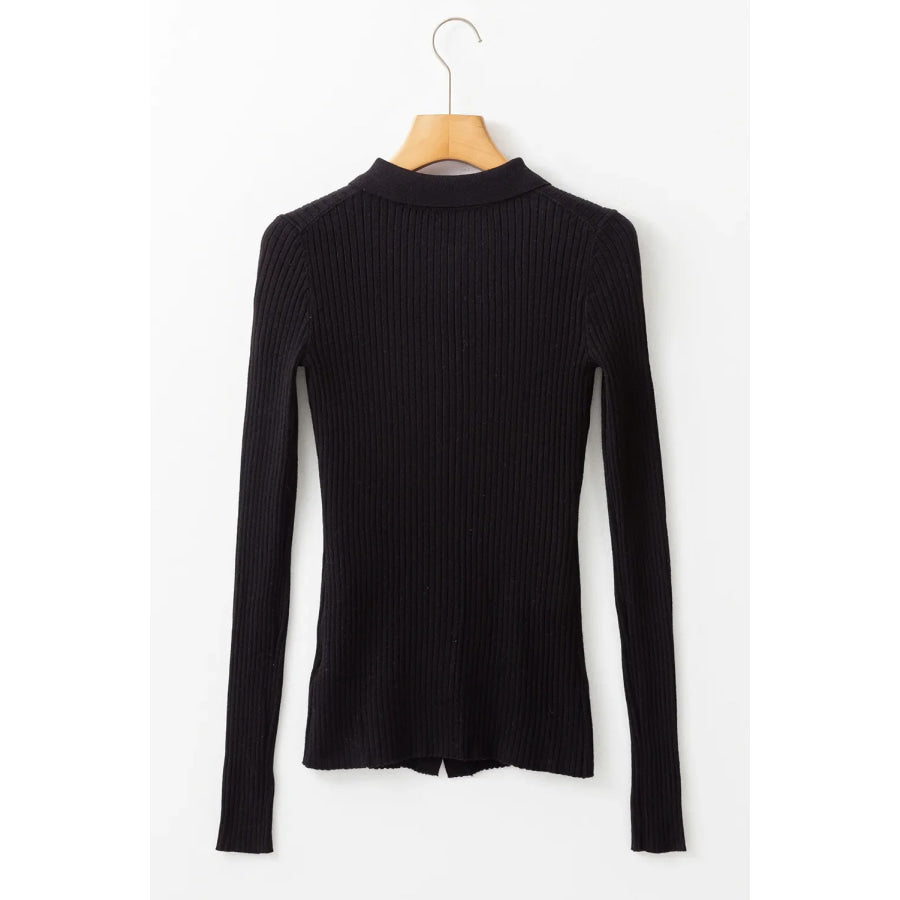 Button Up Collared Neck Cardigan Apparel and Accessories