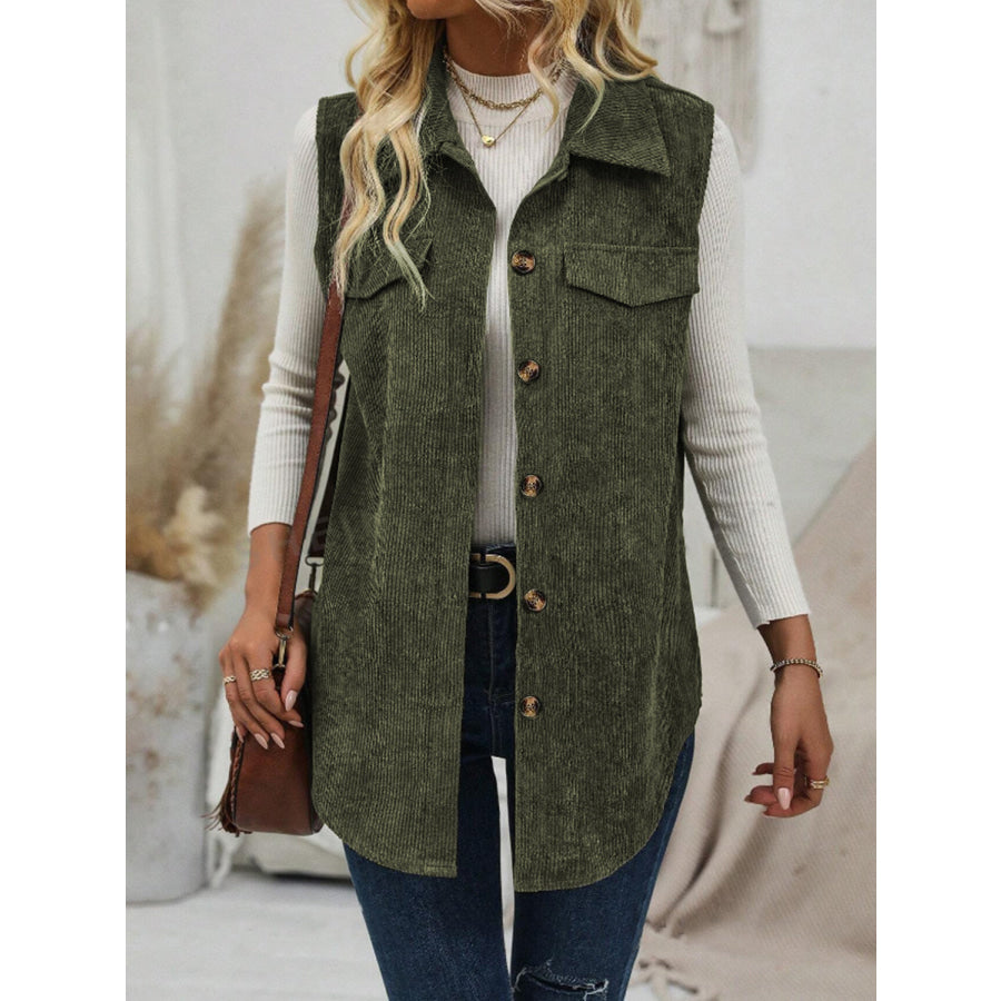 Button Up Collared Neck Vest Coat Apparel and Accessories