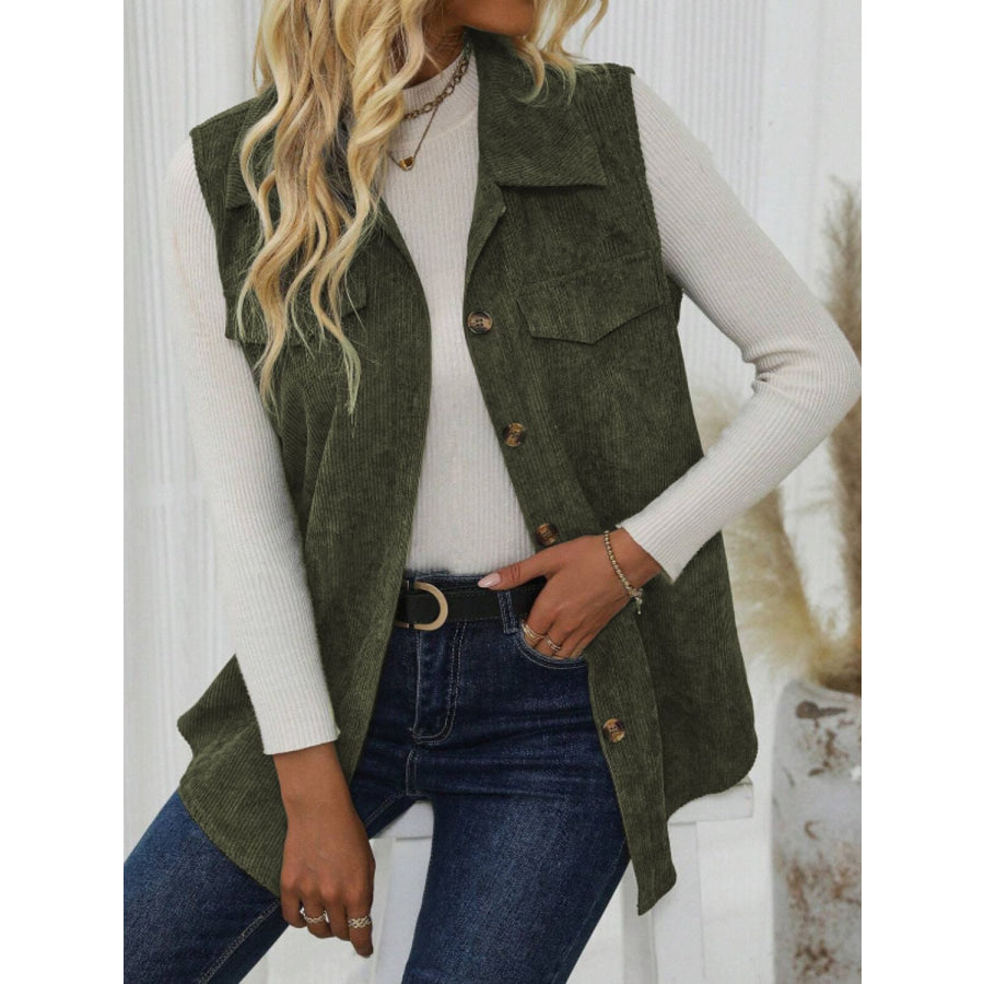 Button Up Collared Neck Vest Coat Apparel and Accessories