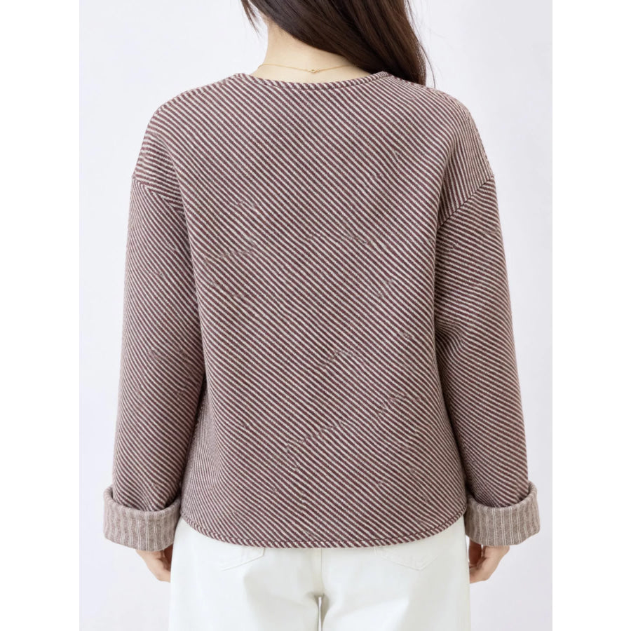 Button Up Crew Neck Outerwear Apparel and Accessories