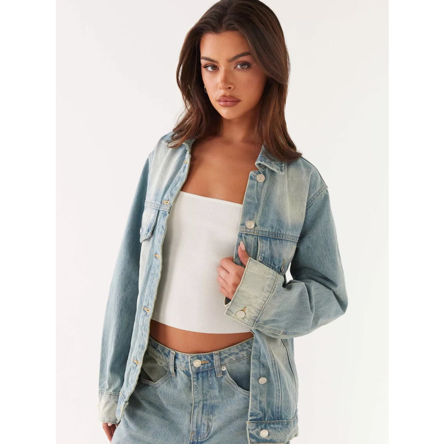 Button Up Denim Jacket and Jeans Set Apparel and Accessories