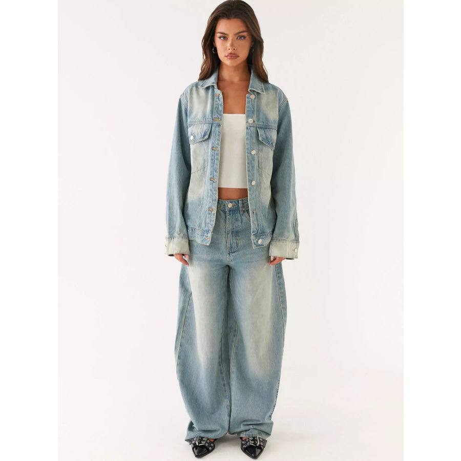 Button Up Denim Jacket and Jeans Set Apparel and Accessories