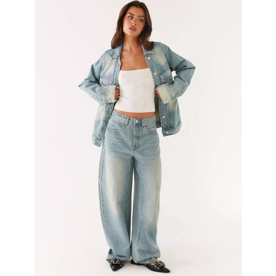 Button Up Denim Jacket and Jeans Set Apparel and Accessories