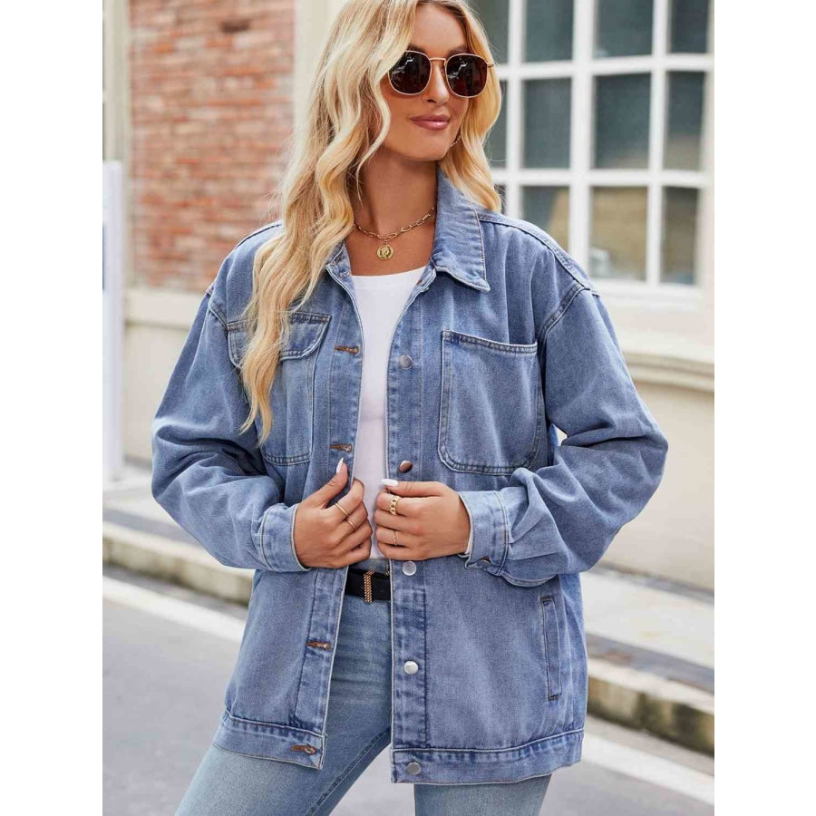 Button Up Denim Jacket with Pockets