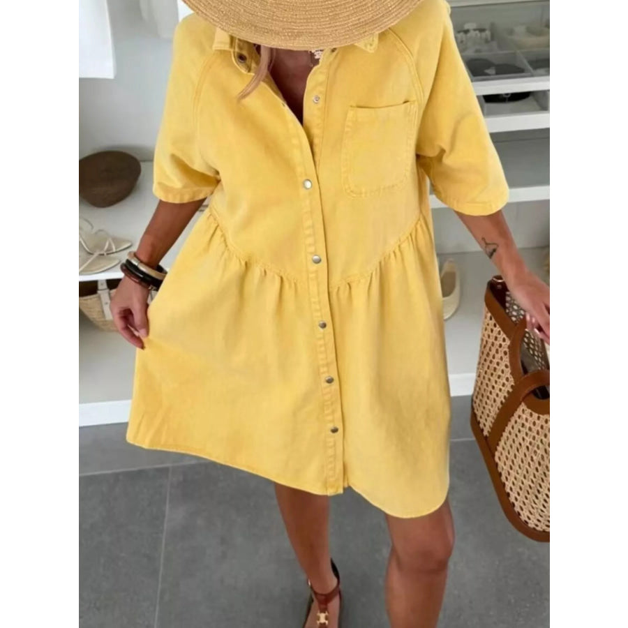 Button Up Denim Shirt Dress Apparel and Accessories