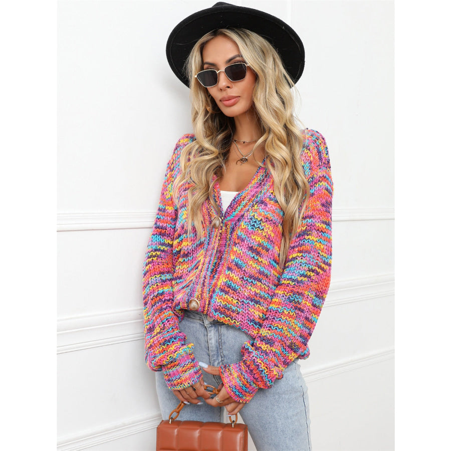 Button Up Dropped Shoulder Cardigan Apparel and Accessories