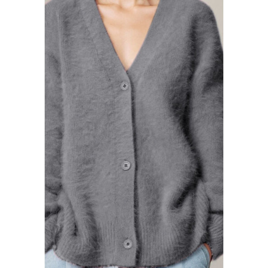 Button Up Dropped Shoulder Cardigan Apparel and Accessories