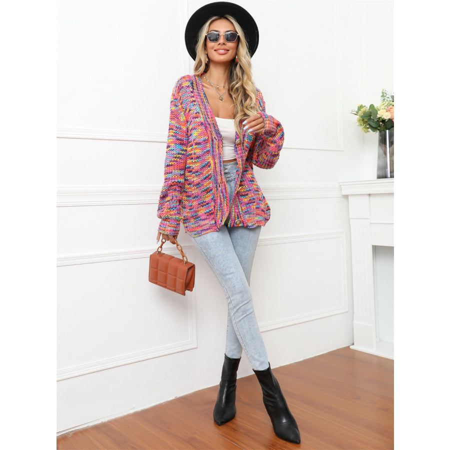 Button Up Dropped Shoulder Cardigan Apparel and Accessories