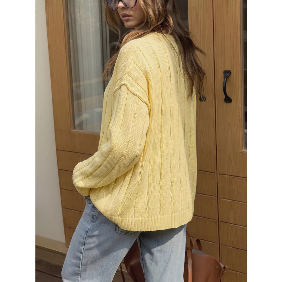 Button Up Dropped Shoulder Cardigan Apparel and Accessories