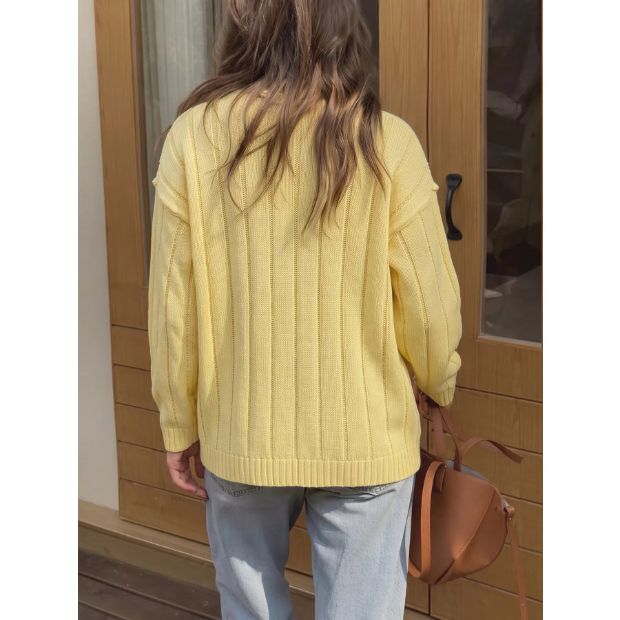 Button Up Dropped Shoulder Cardigan Apparel and Accessories