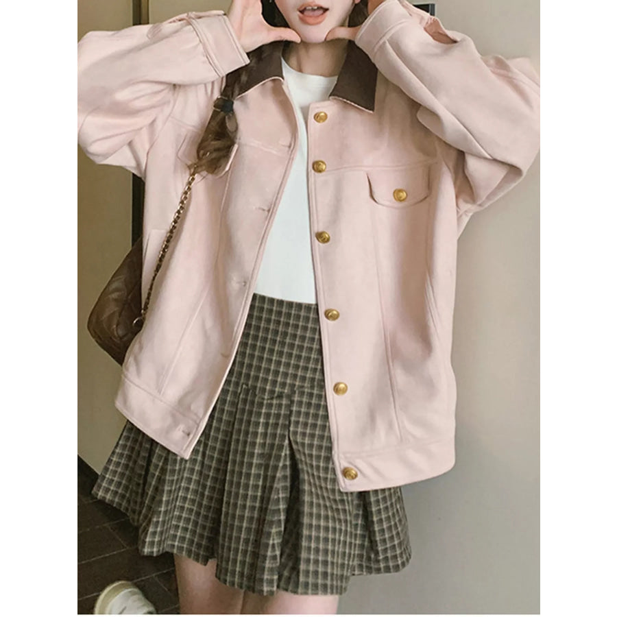 Button Up Dropped Shoulder Jacket Apparel and Accessories