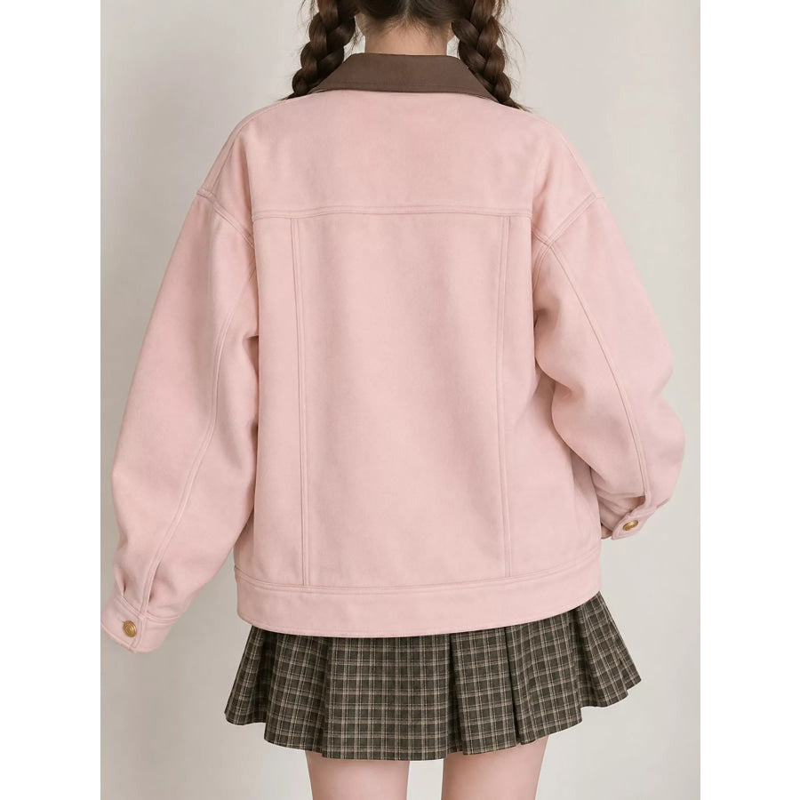 Button Up Dropped Shoulder Jacket Apparel and Accessories