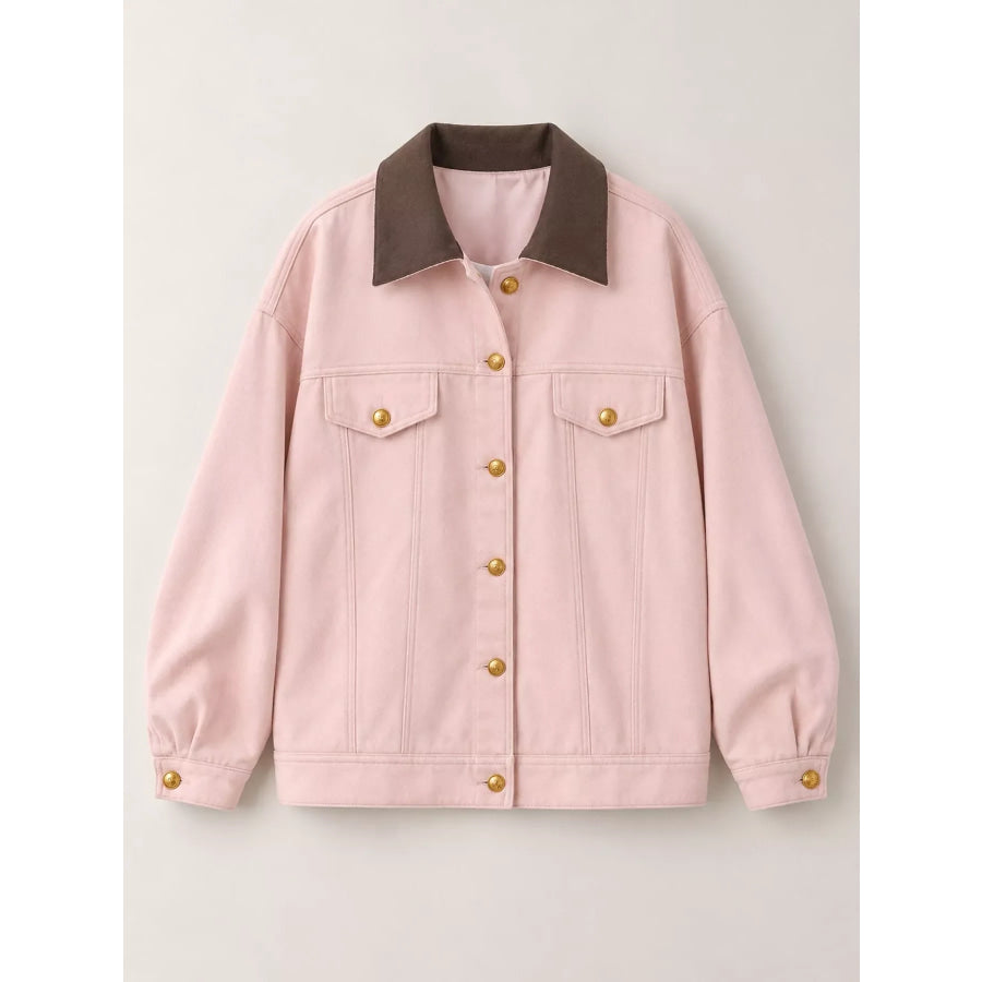 Button Up Dropped Shoulder Jacket Apparel and Accessories