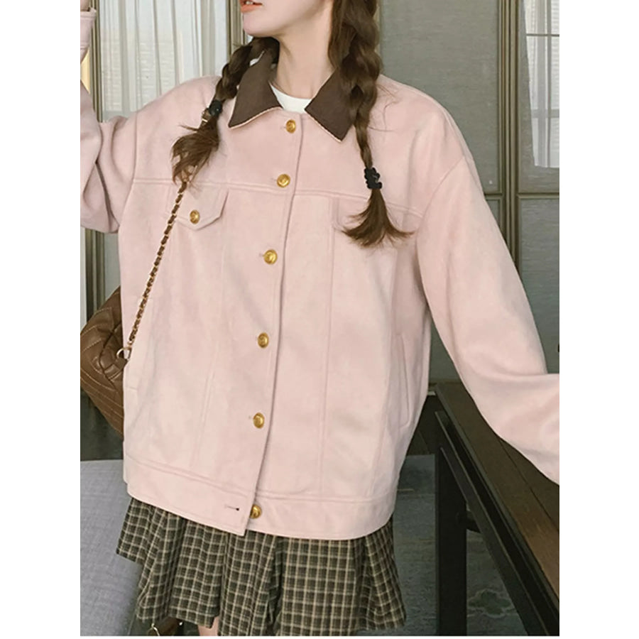 Button Up Dropped Shoulder Jacket Apparel and Accessories