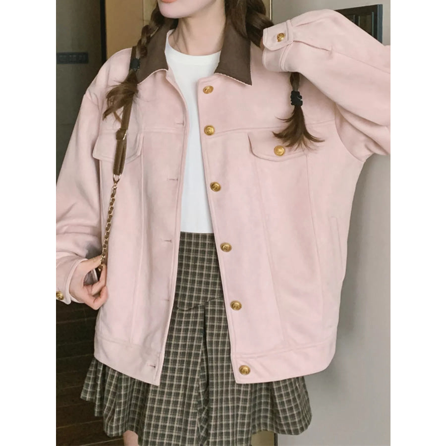 Button Up Dropped Shoulder Jacket Apparel and Accessories