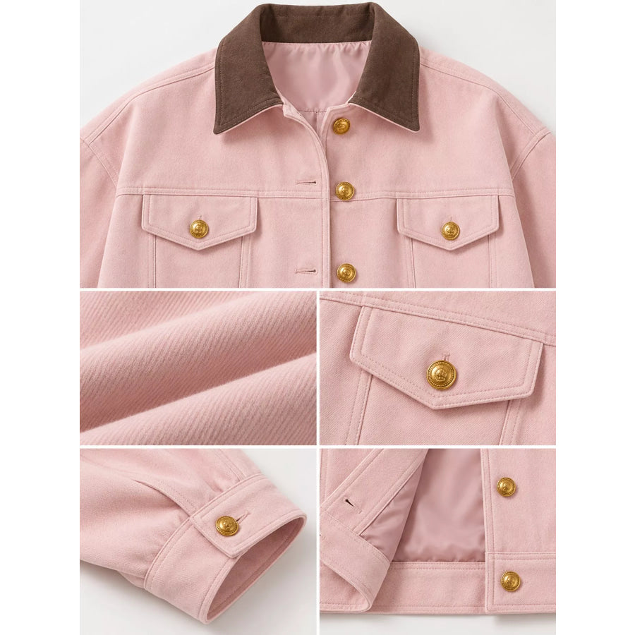 Button Up Dropped Shoulder Jacket Apparel and Accessories