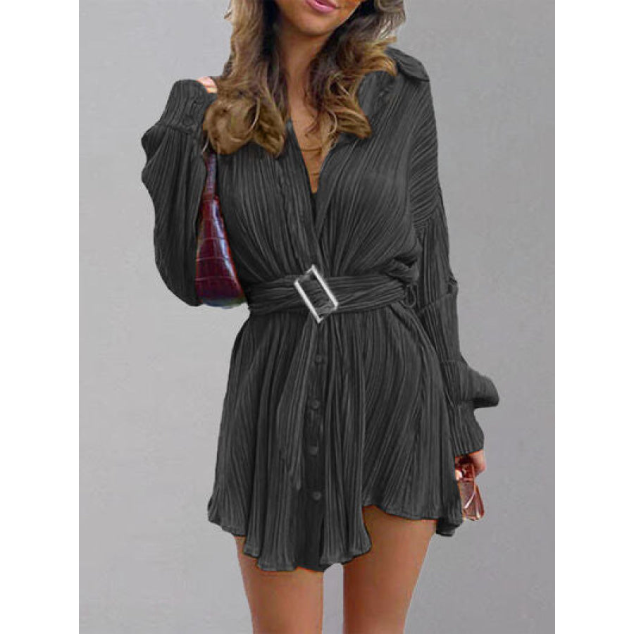 Button Up Dropped Shoulder Shirt Dress Apparel and Accessories