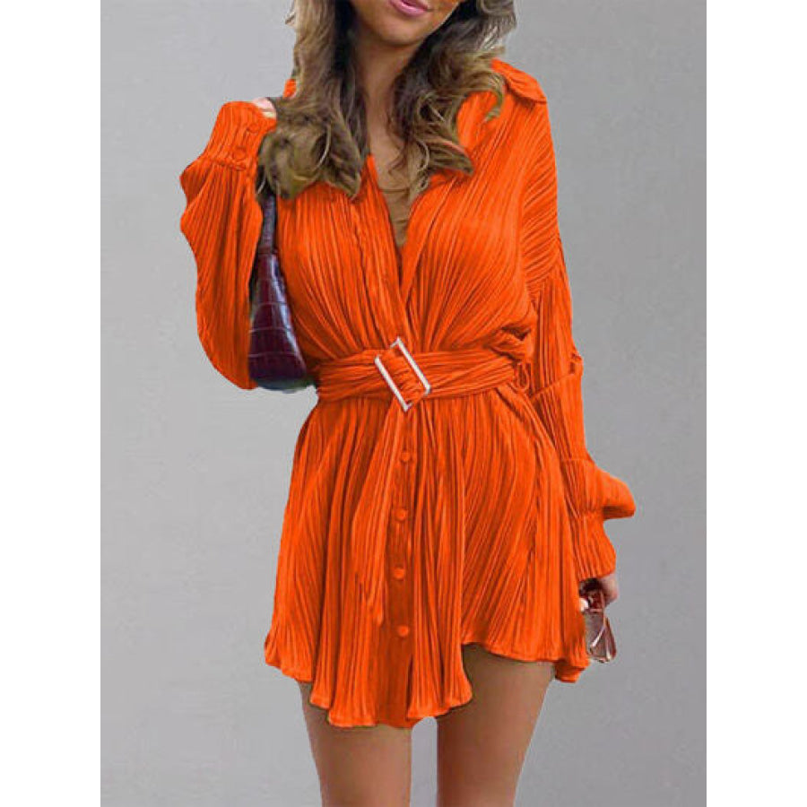 Button Up Dropped Shoulder Shirt Dress Apparel and Accessories