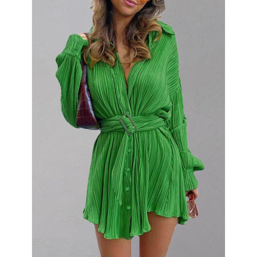 Button Up Dropped Shoulder Shirt Dress Apparel and Accessories