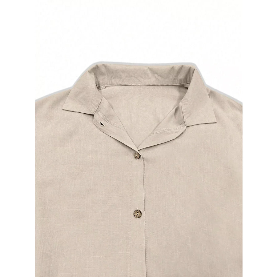 Button Up Flounce Sleeve Shirt Apparel and Accessories