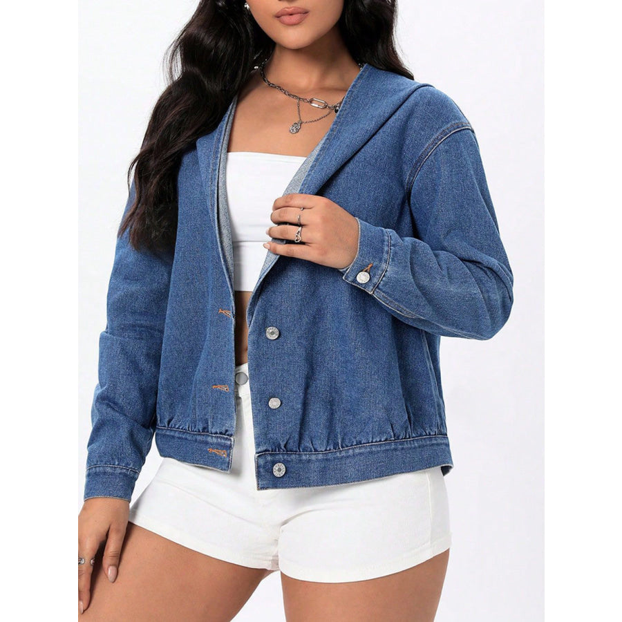 Button Up Hooded Denim Top Medium / XS Apparel and Accessories