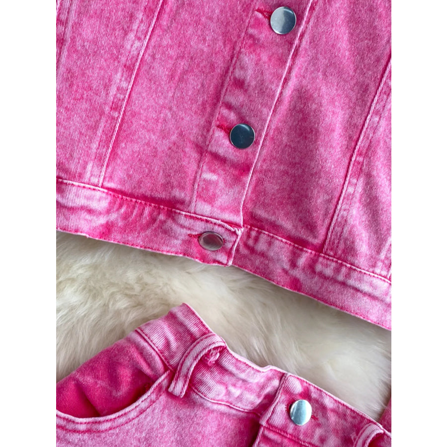 Button Up Jacket and Slit Skirt Denim Set Apparel and Accessories