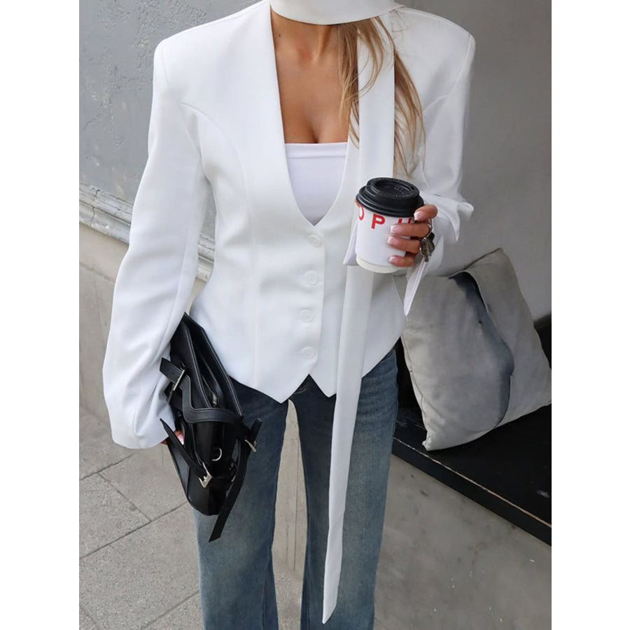 Button Up Long Sleeve Blazer Apparel and Accessories