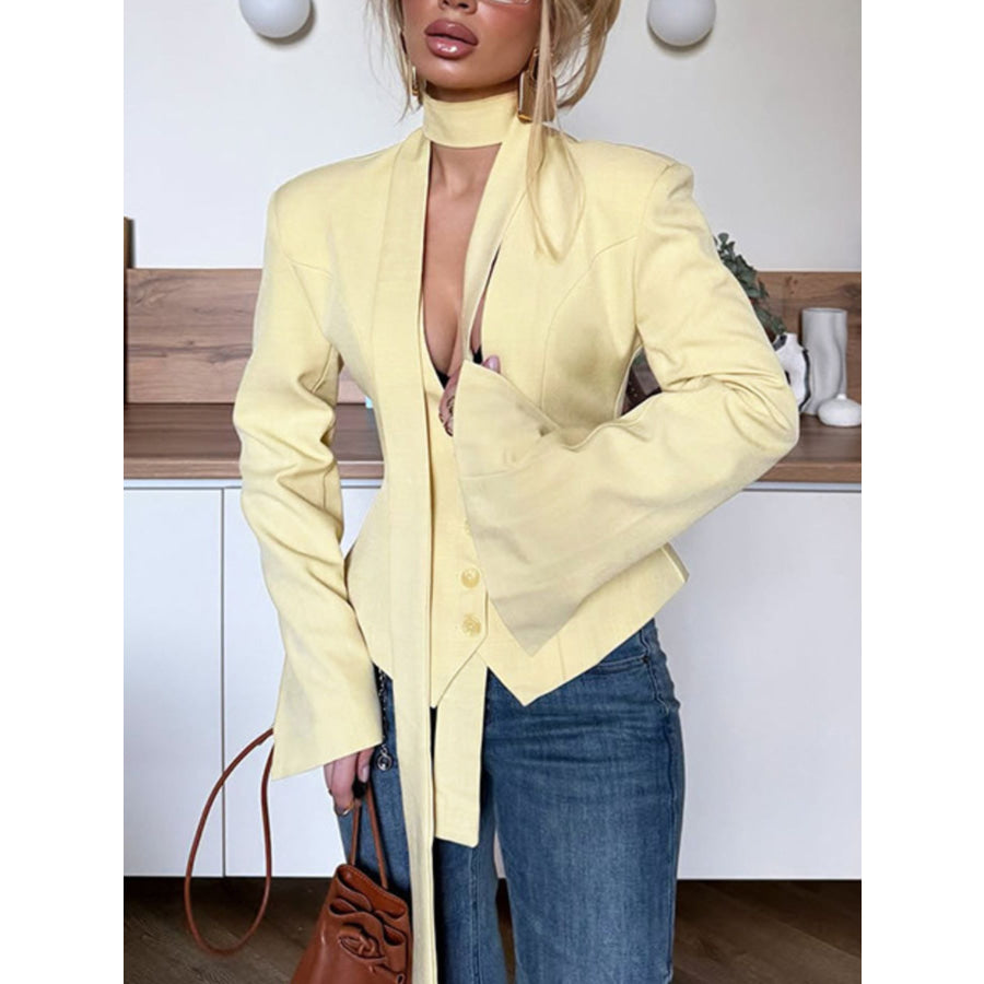 Button Up Long Sleeve Blazer Apparel and Accessories