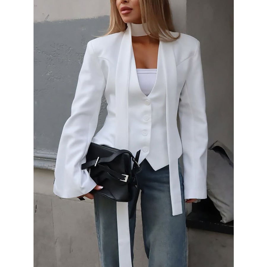 Button Up Long Sleeve Blazer Apparel and Accessories