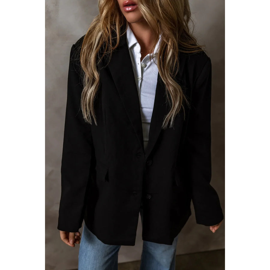 Button Up Long Sleeve Blazer Apparel and Accessories