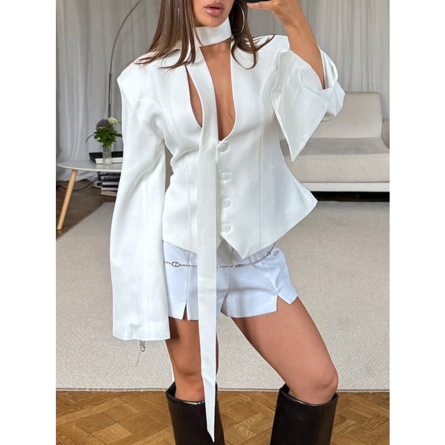 Button Up Long Sleeve Blazer Apparel and Accessories