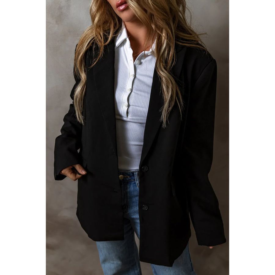 Button Up Long Sleeve Blazer Apparel and Accessories