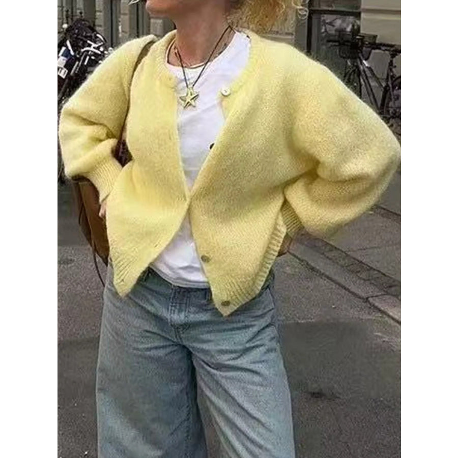 Button Up Long Sleeve Cardigan Apparel and Accessories