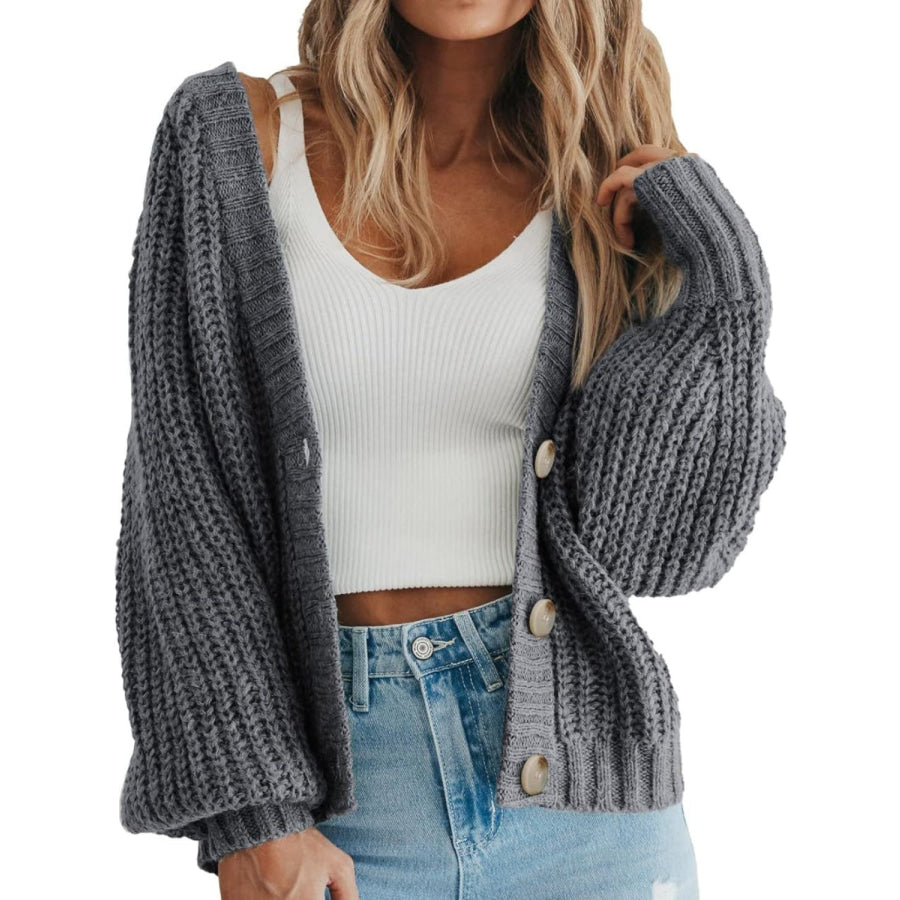 Button Up Long Sleeve Cardigan Apparel and Accessories