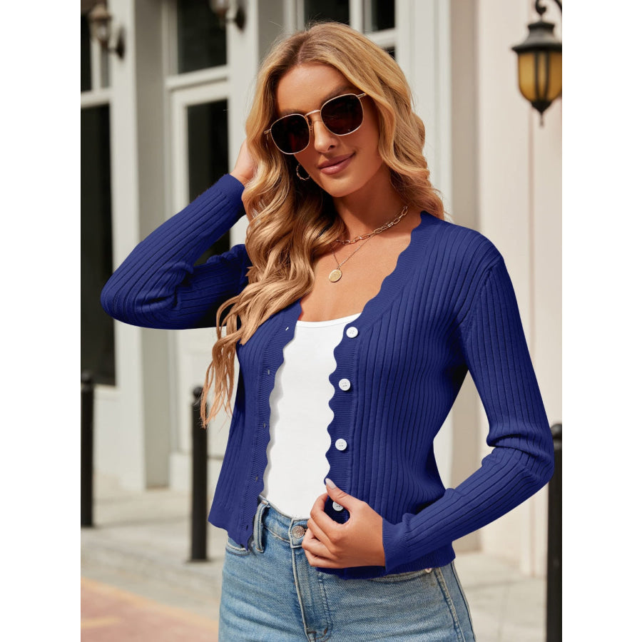 Button Up Long Sleeve Cardigan Apparel and Accessories