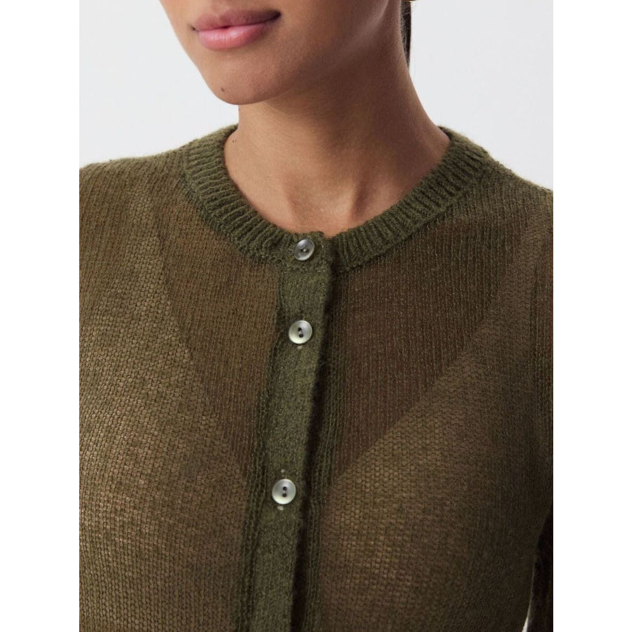 Button Up Long Sleeve Cardigan Apparel and Accessories