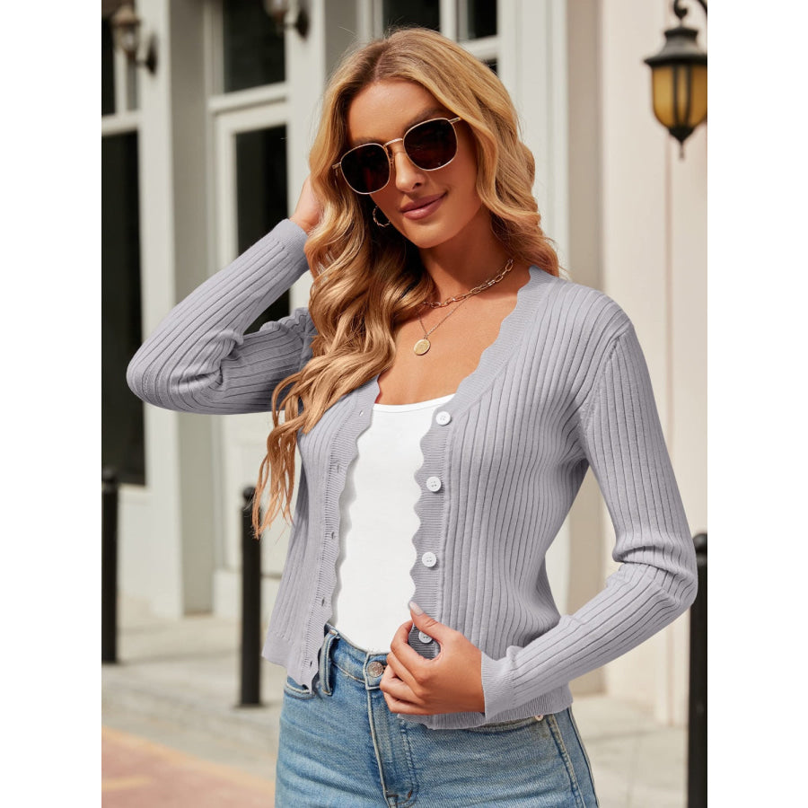 Button Up Long Sleeve Cardigan Apparel and Accessories